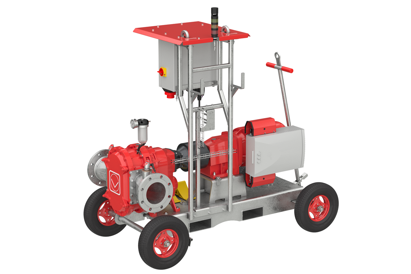 Rollable VX pump on a handcart Rollable VX pump on a handcart