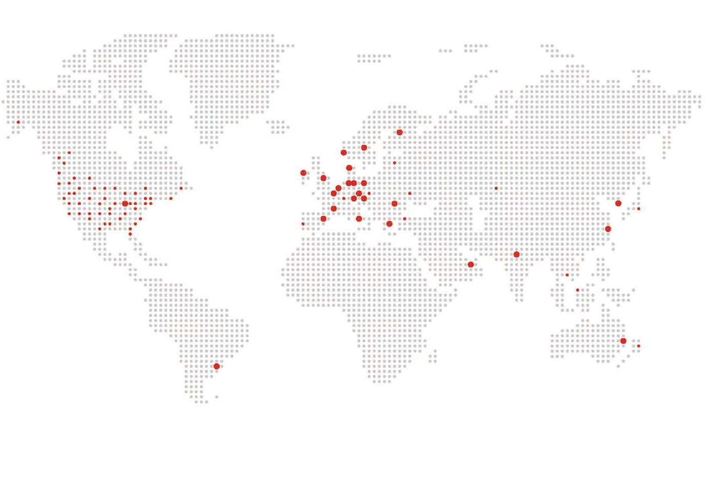 Um mapa dos locais da Vogelsang em todo o mundo